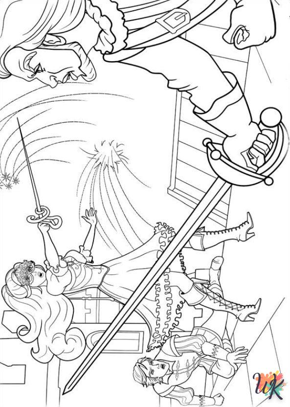 coloriage Barbie et les trois mousquetaires  pour enfant de 4 ans