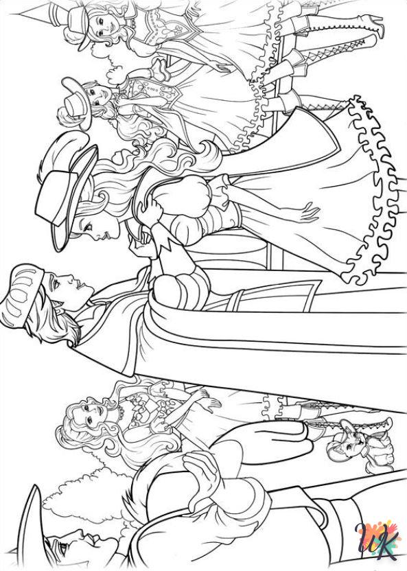 coloriage Barbie et les trois mousquetaires  pour primaire