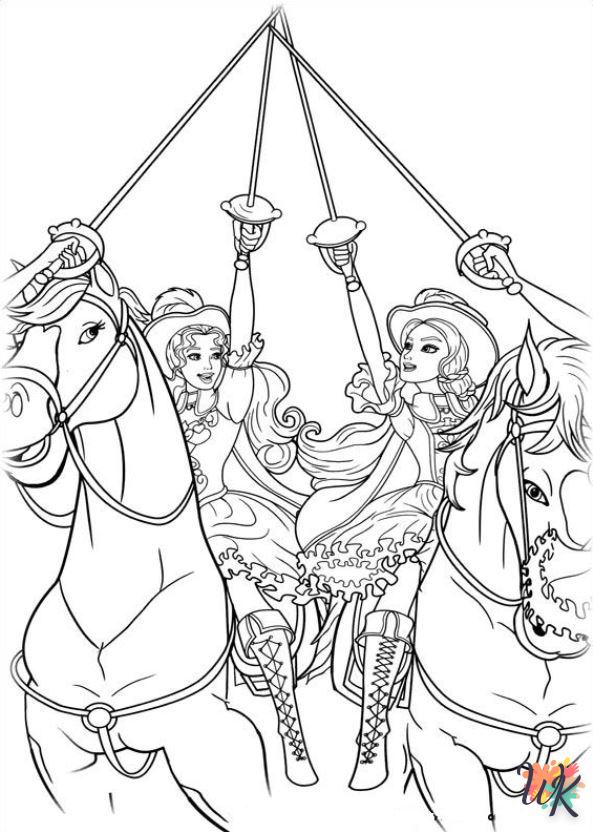 coloriage Barbie et les trois mousquetaires  en ligne a colorier