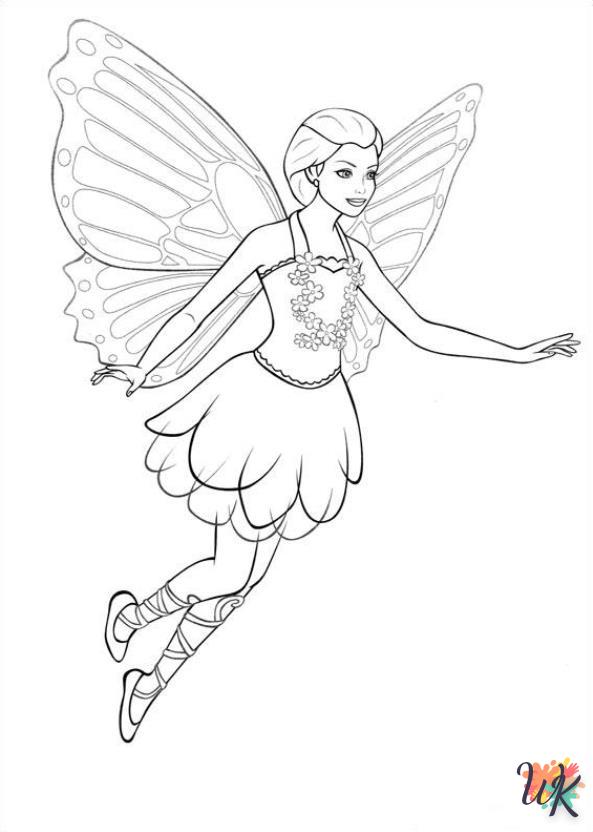 coloriage barbie - papillon  à imprimer pour enfant de 3 ans 1