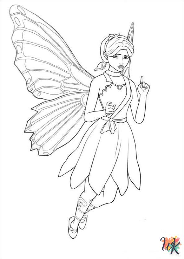 coloriage barbie - papillon  à imprimer gratuitement