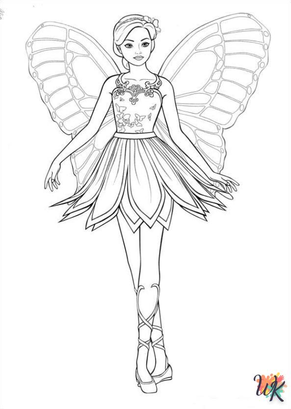 coloriage barbie - papillon  a imprimer pour enfant de 4 ans