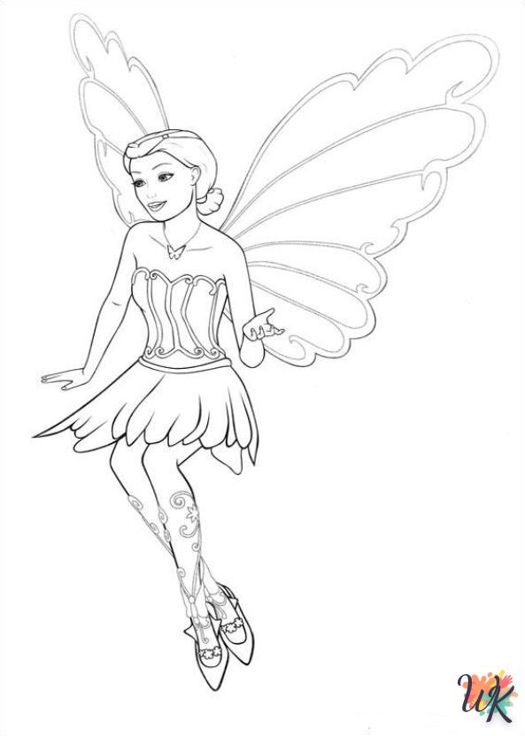 coloriage barbie - papillon  pour enfants à imprimer