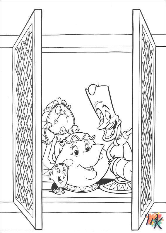 coloriage s La Belle et la Bête  et decoupage a imprimer gratuit