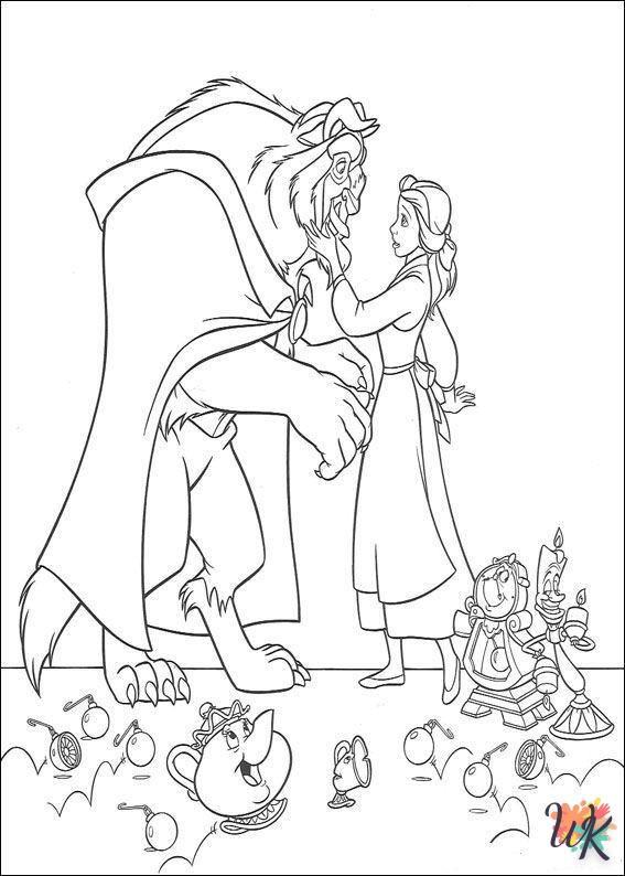 coloriage s La Belle et la Bête  pour enfant de 10 ans