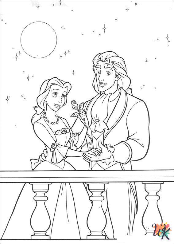 coloriage s La Belle et la Bête  à imprimer pour enfant de 12 ans