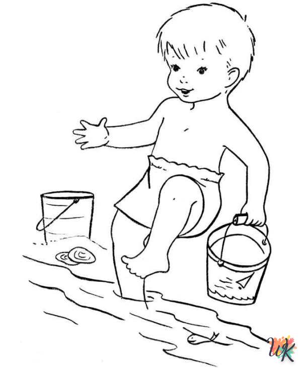 coloriage s Plage  et decoupage a imprimer gratuit