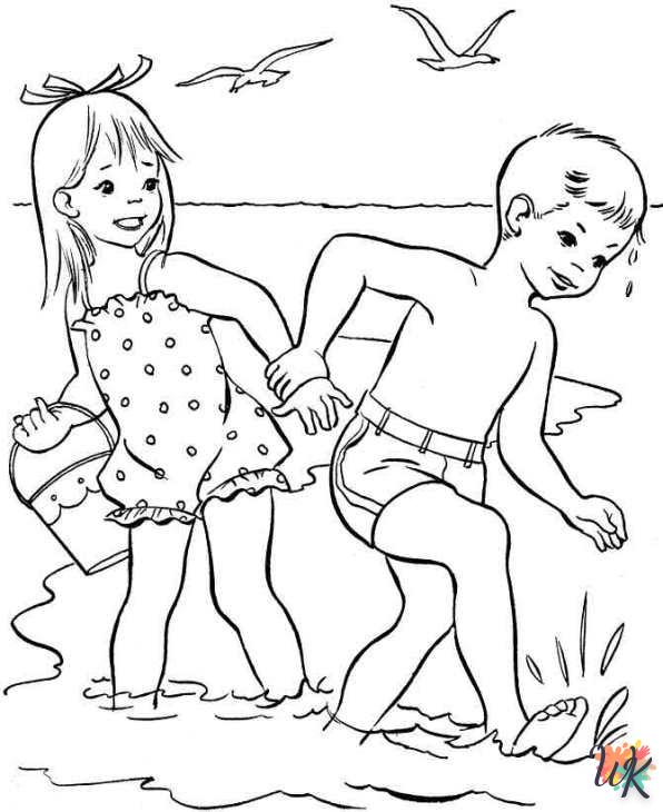 coloriage s Plage  pour enfant de 8 ans