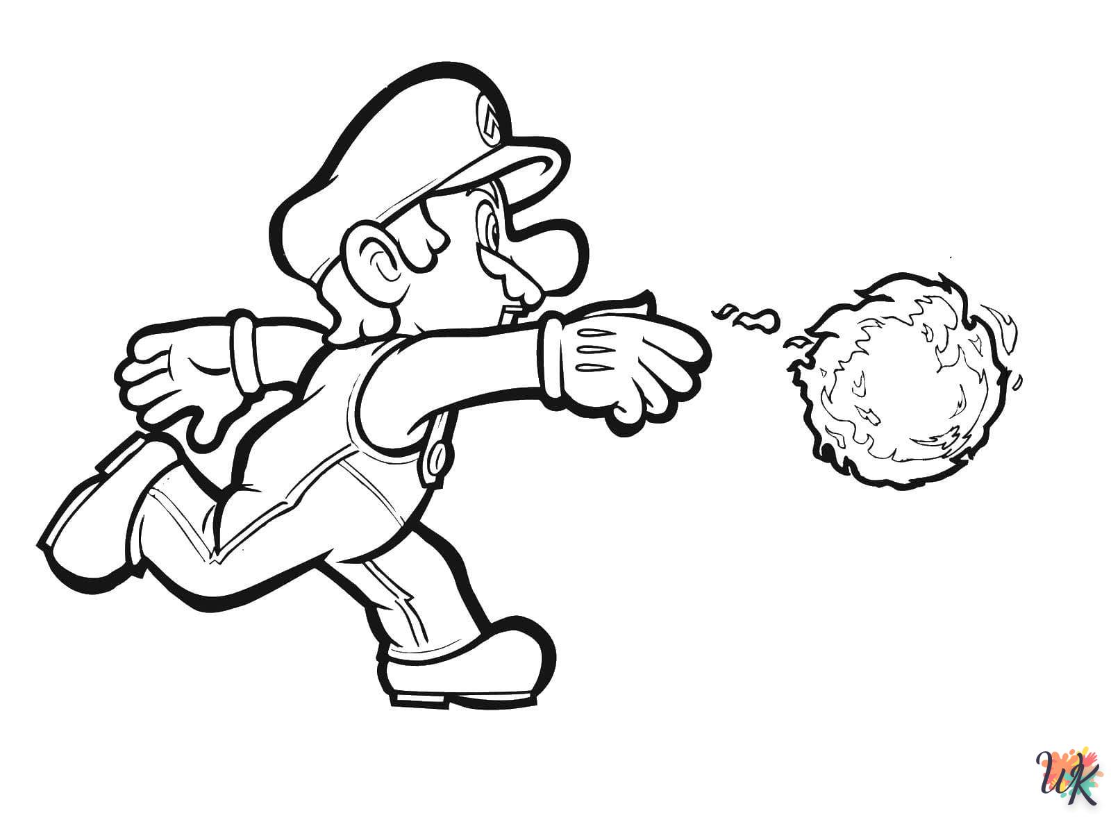 coloriage Super Mario  de noël gratuit à imprimer en ligne