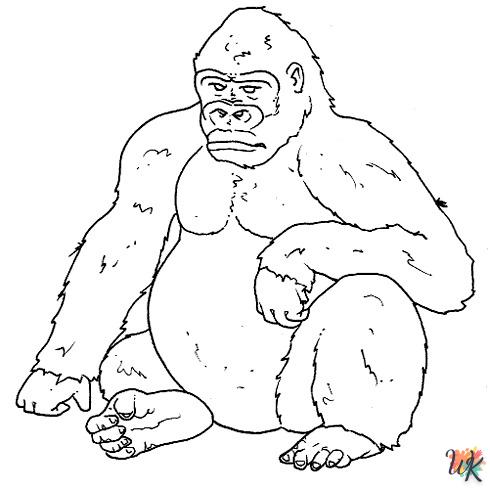 coloriage Gorilla  à imprimer pour enfant de 9 ans