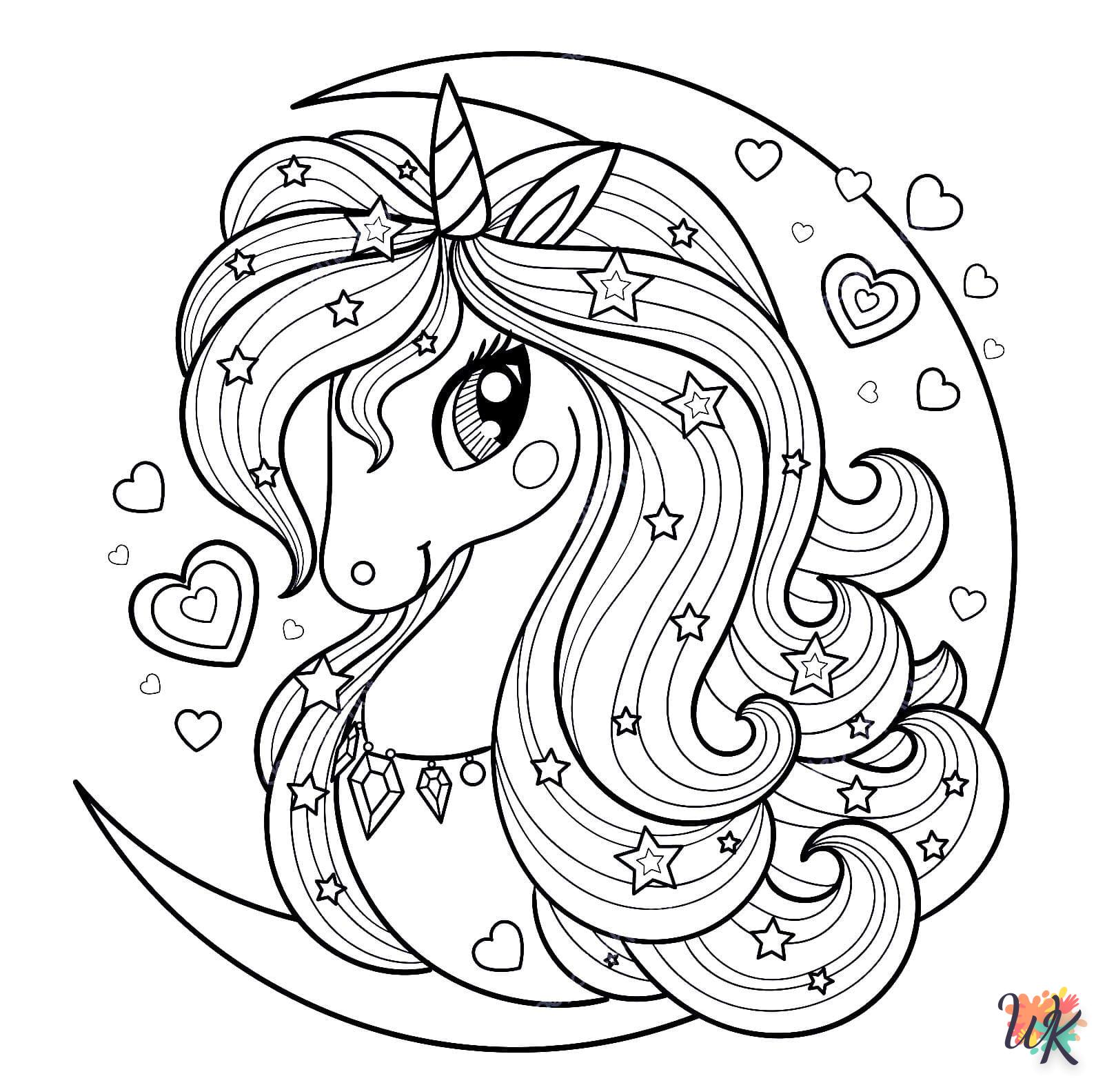 coloriage Licorne  de noël gratuit à imprimer en ligne 2