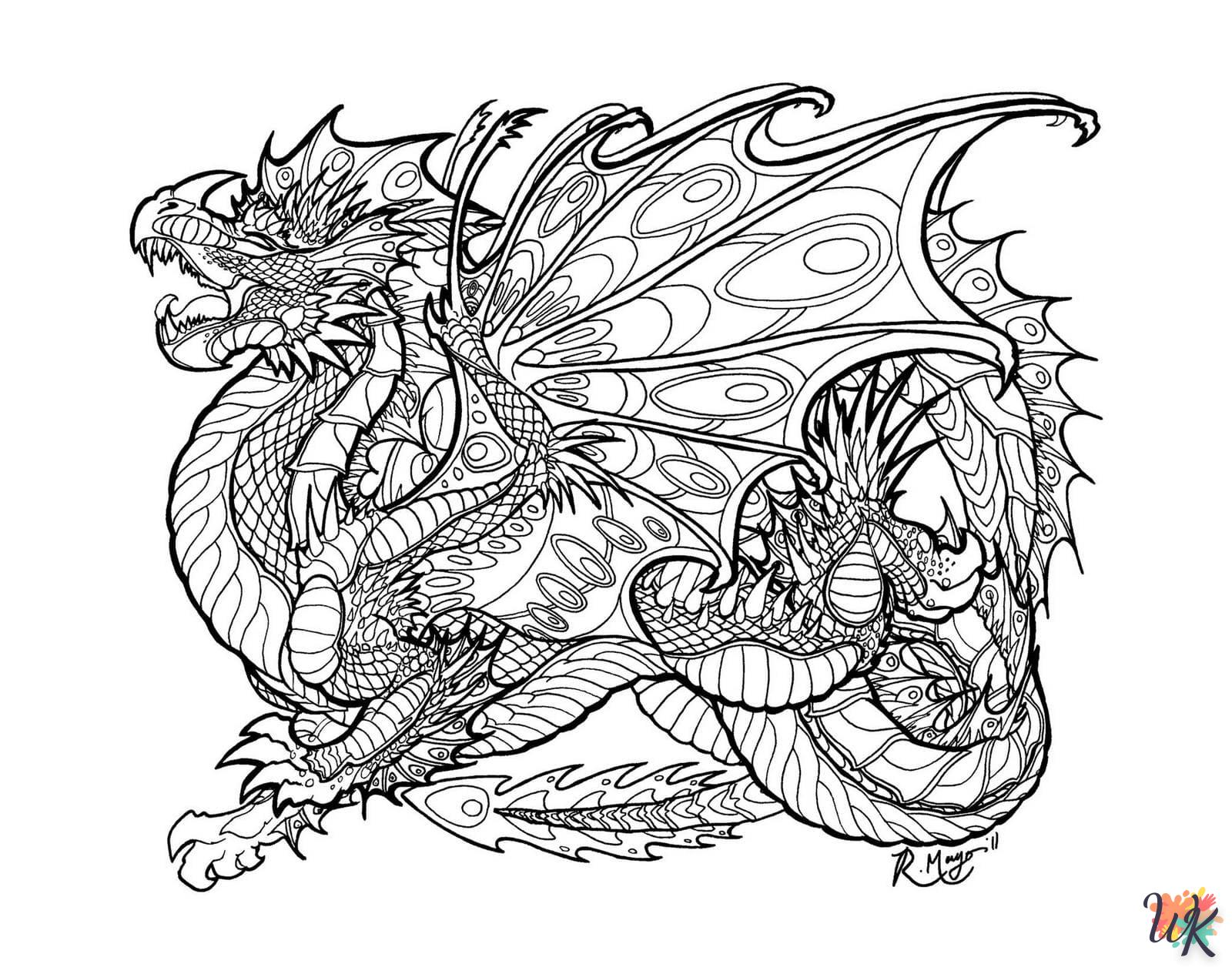 coloriage Dragon  à imprimer pour enfant de 8 ans