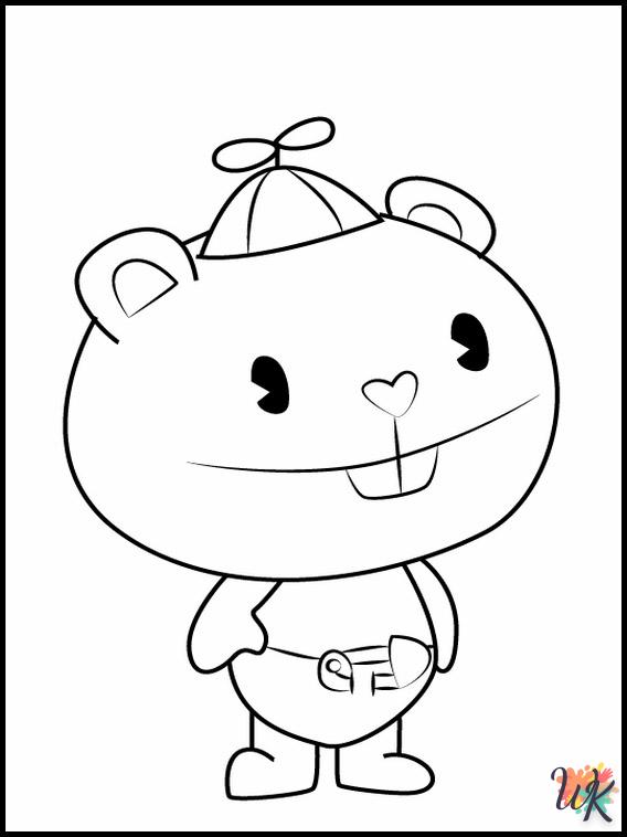 coloriage Happy Tree Friends  de noël gratuit à imprimer en ligne