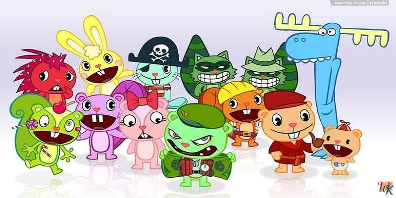 Coloriage Happy Tree Friends amusant sur les animaux mignon