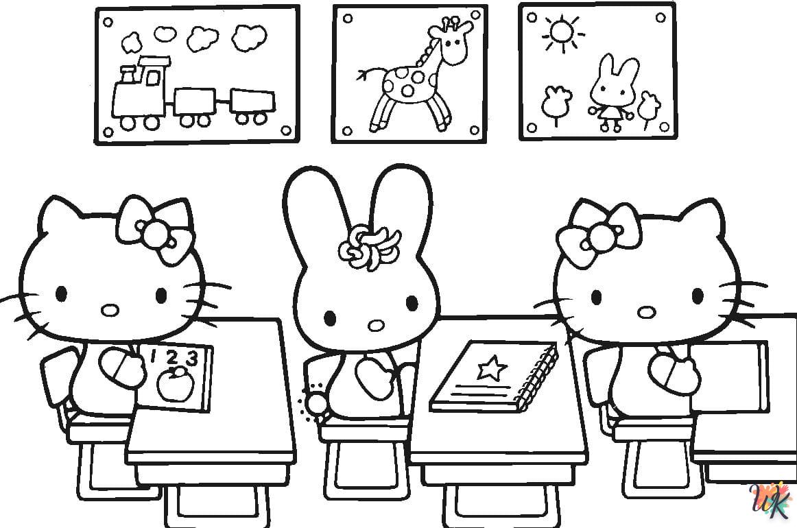 coloriage Hello Kitty  et découpage à imprimer