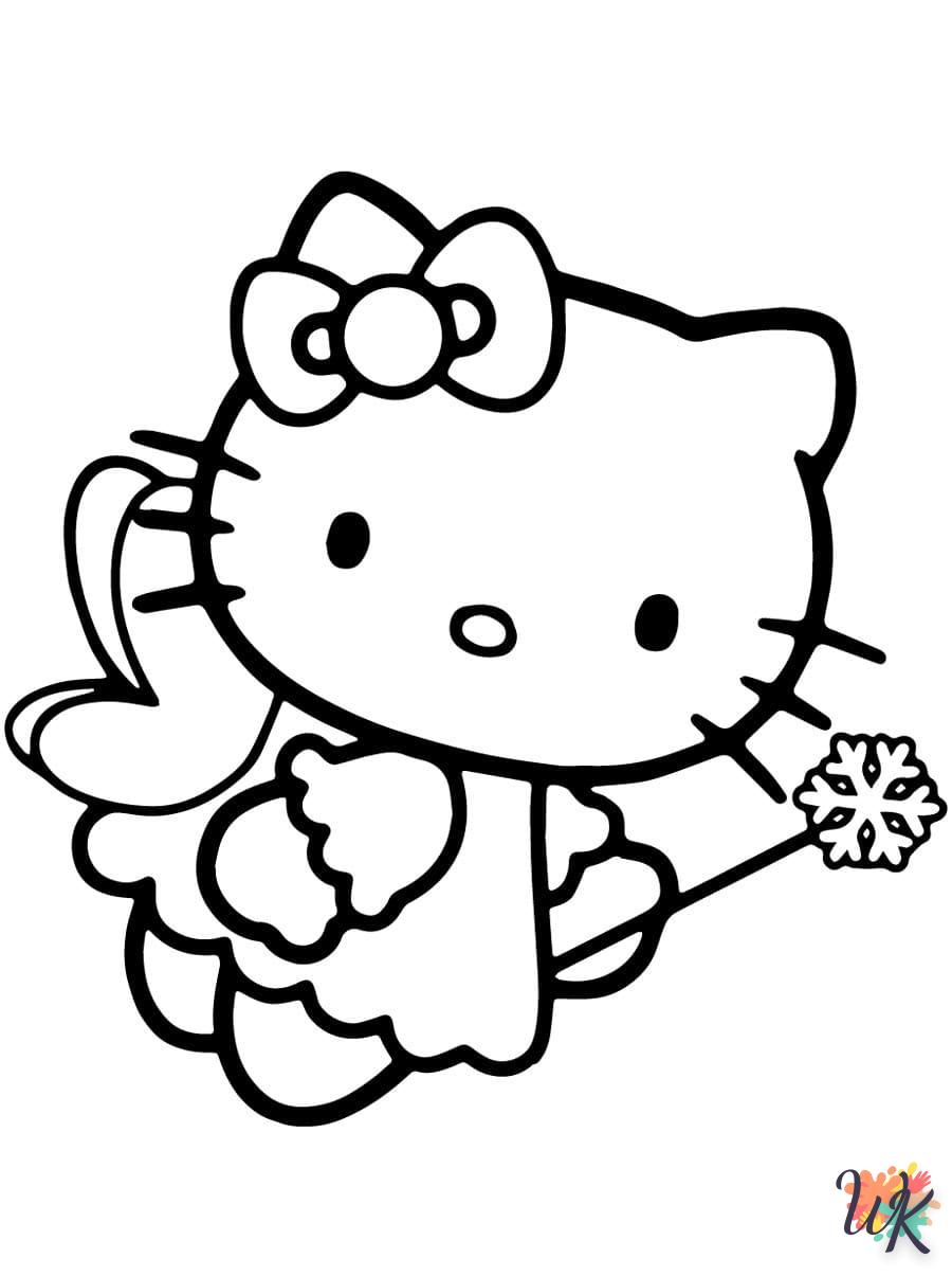 coloriage Hello Kitty  de noël gratuit à imprimer en ligne