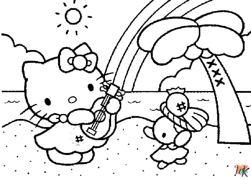 coloriage Hello Kitty  et découpage à imprimer 1