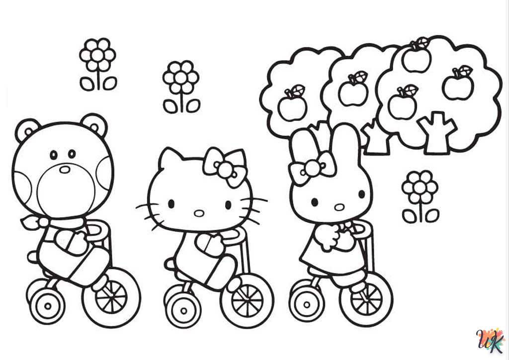 coloriage Hello Kitty  et decoupage a imprimer gratuit