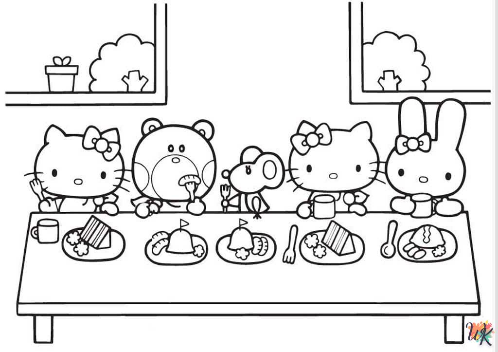 coloriage Hello Kitty  dinosaures en ligne gratuit à imprimer