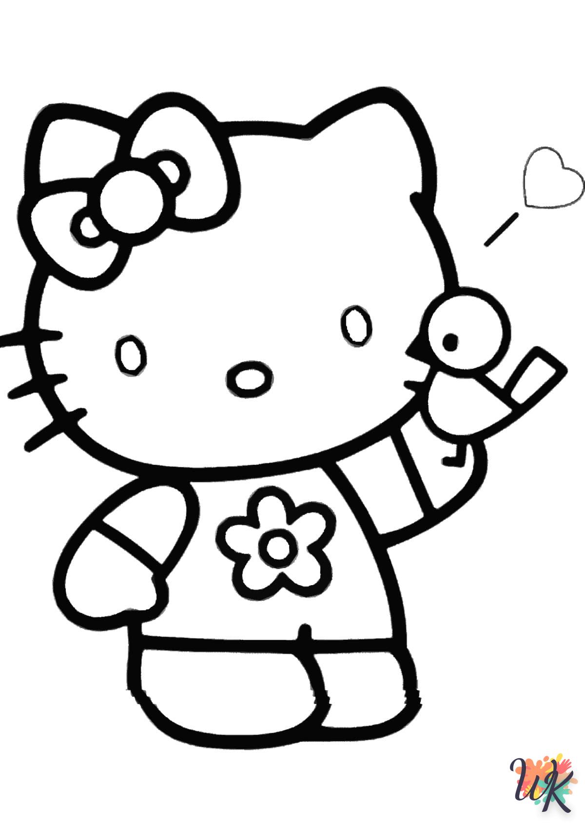 coloriage Hello Kitty  à imprimer pour enfant de 4 ans