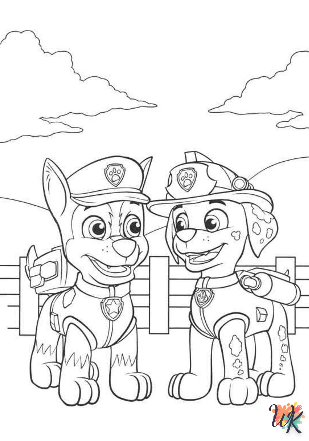 Paw Patrol coloring page to print for 7 year olds