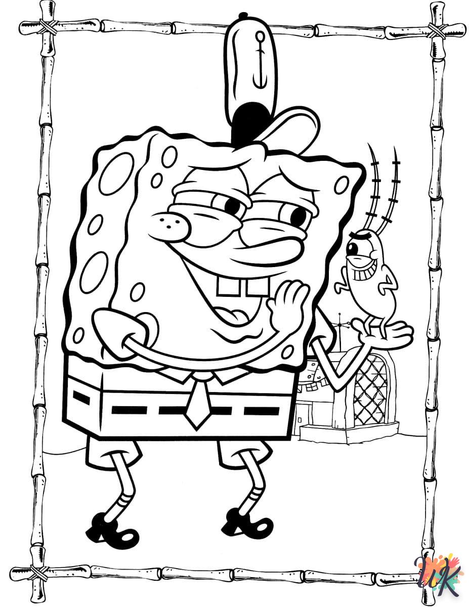 coloriage Spongebob  automne en ligne gratuit à imprimer