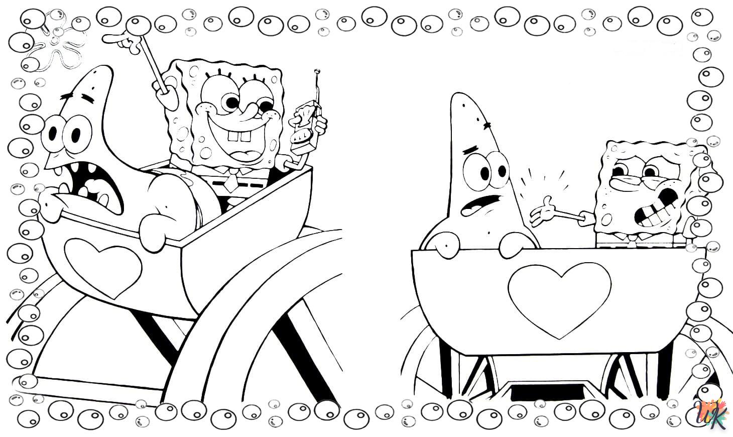 coloriage Spongebob  dinosaures en ligne gratuit à imprimer 1