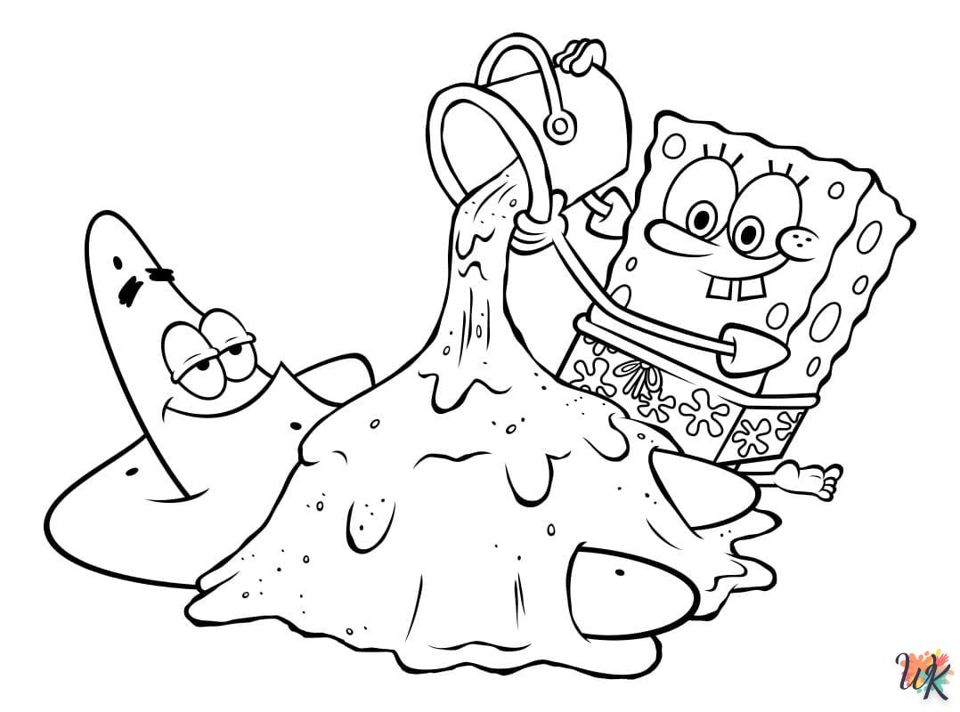 coloriage Spongebob  dinosaures en ligne gratuit à imprimer