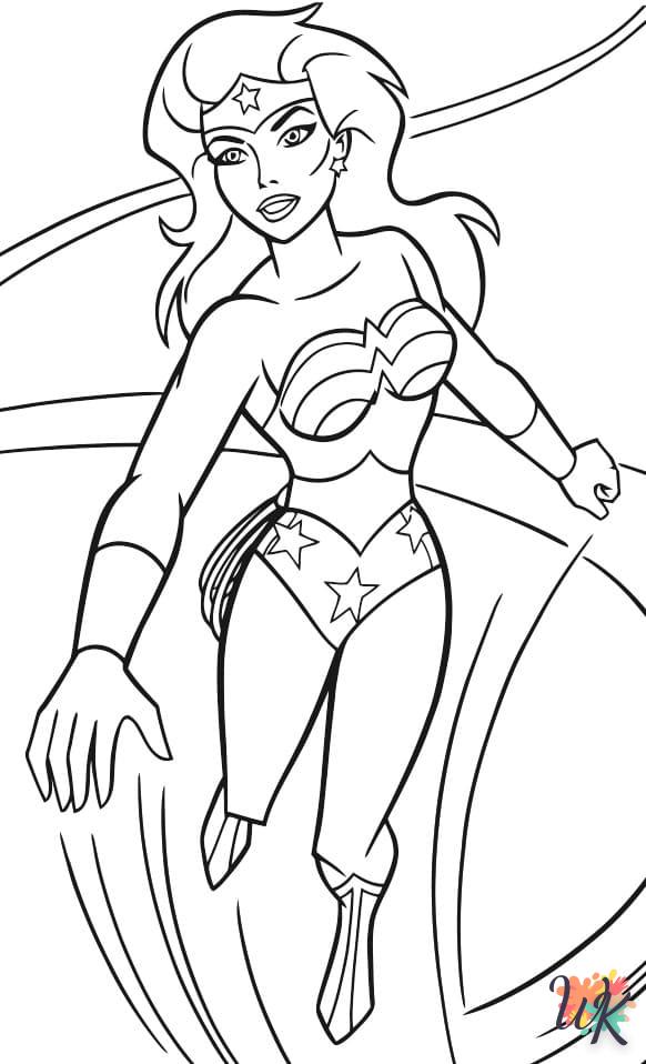 coloriage Wonder Woman  dinosaures en ligne gratuit à imprimer