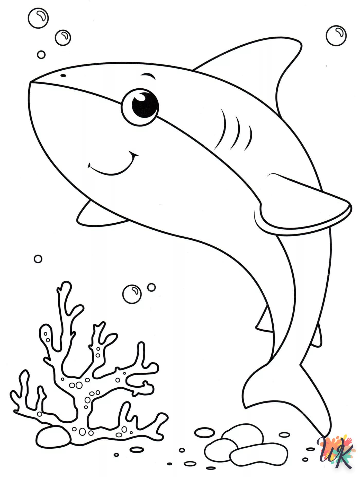 coloriage Baby Shark  à imprimer kawaii 1