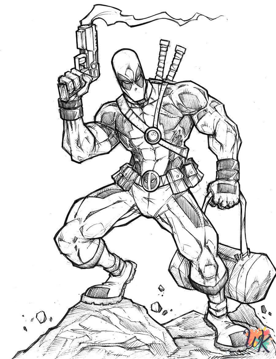 coloriage deadpool  de noël gratuit à imprimer en ligne 1