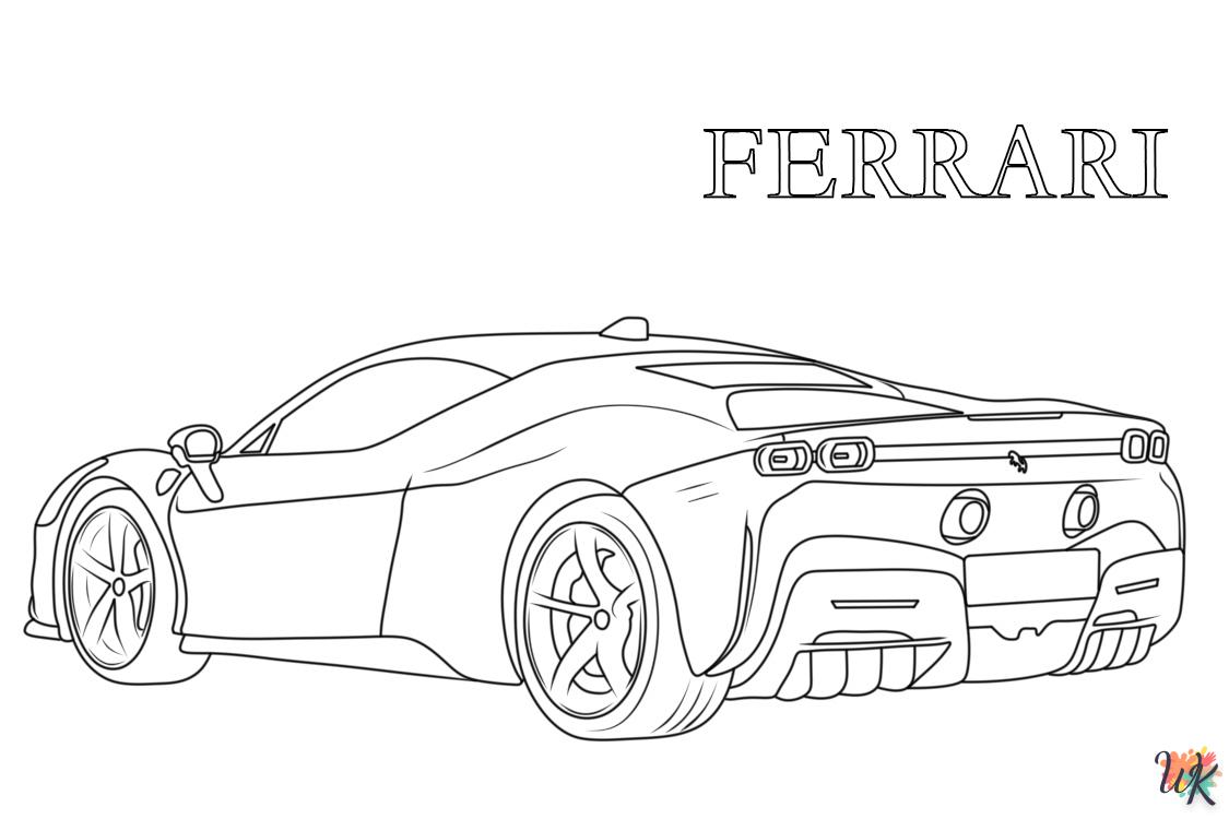 coloriage Ferrari  à imprimer pour enfant de 4 ans 1