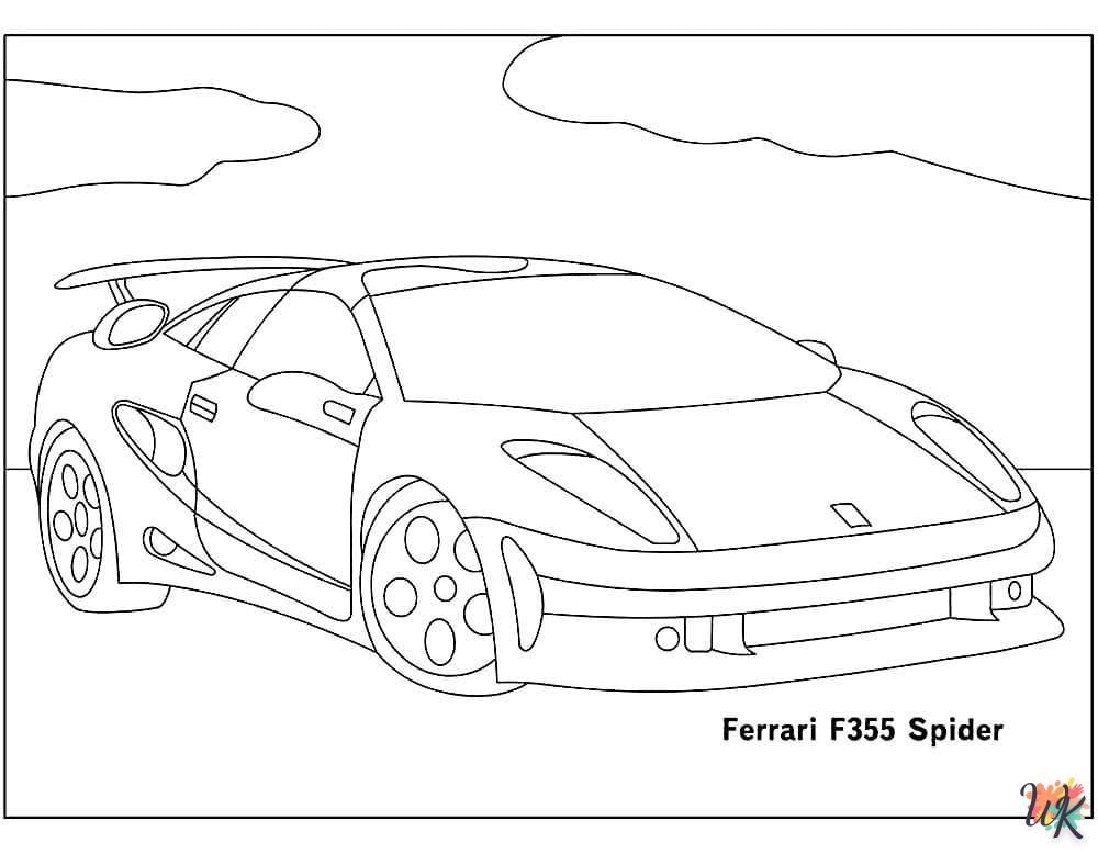 coloriage Ferrari  à imprimer kawaii