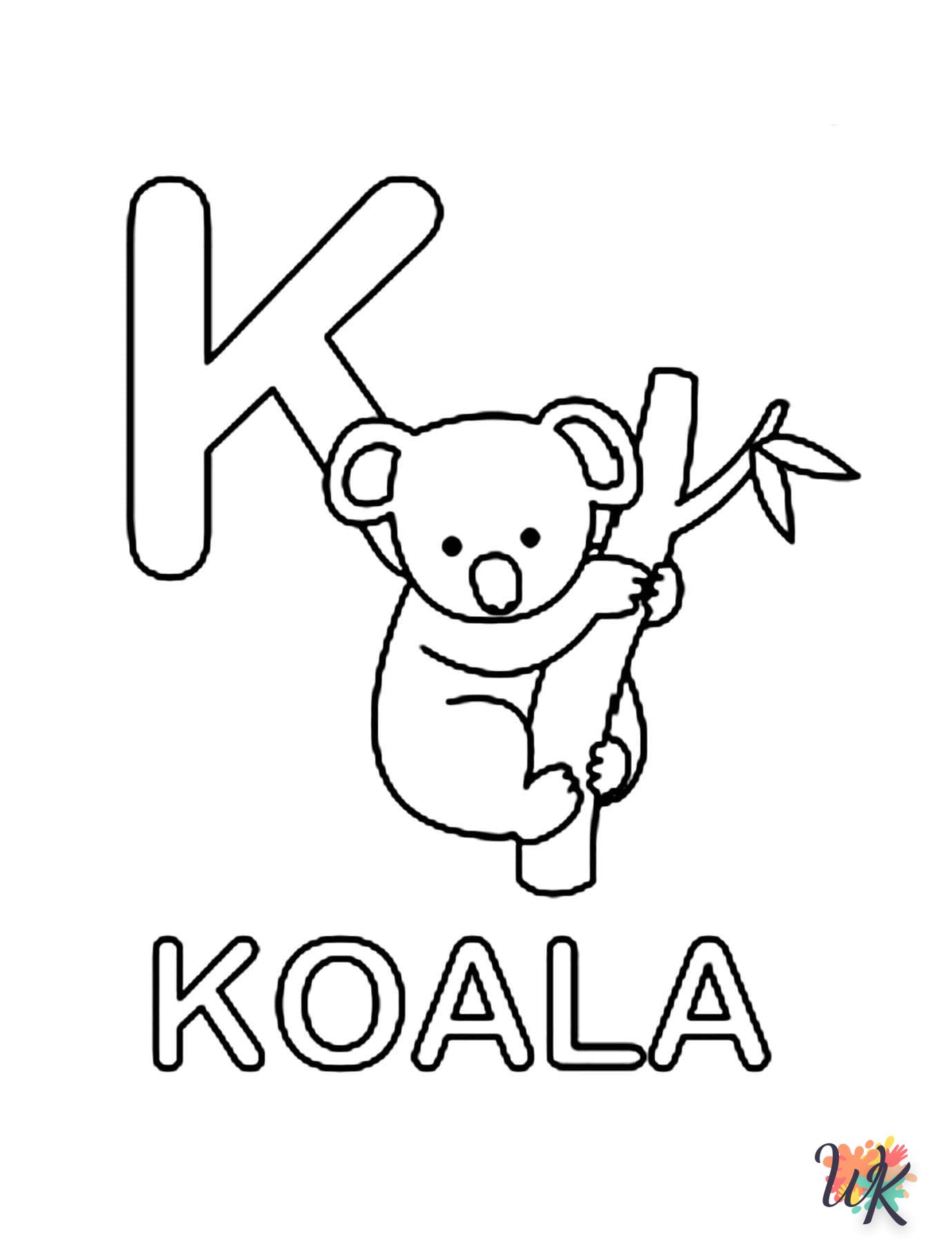 coloriage Koala  educatif pour enfant