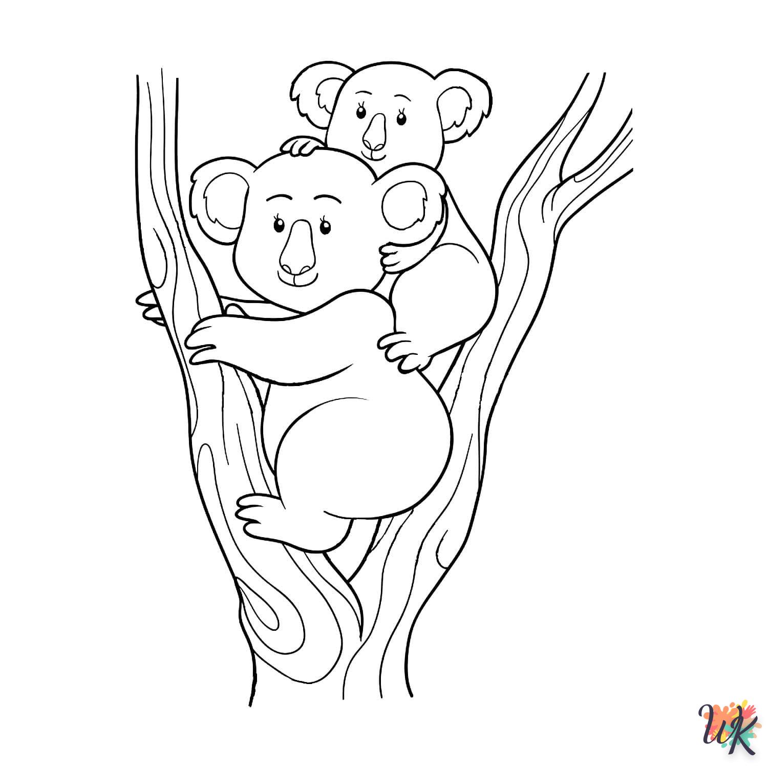 coloriage Koala  à imprimer pour enfant de 8 ans