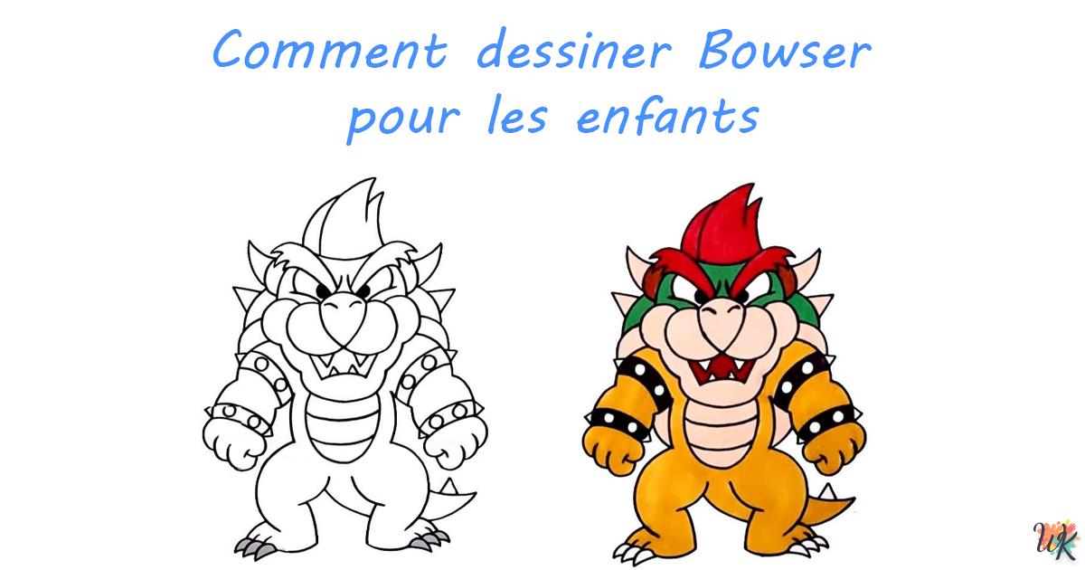 How to draw Bowser for kids