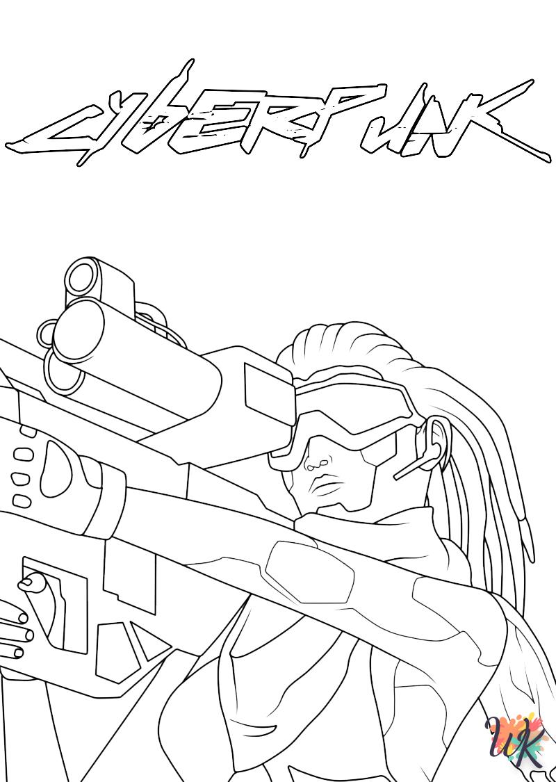 coloriage Cyberpunk 2077  à imprimer pdf gratuit