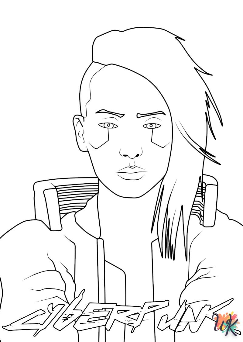 coloriage Cyberpunk 2077  pour enfant de 8 ans