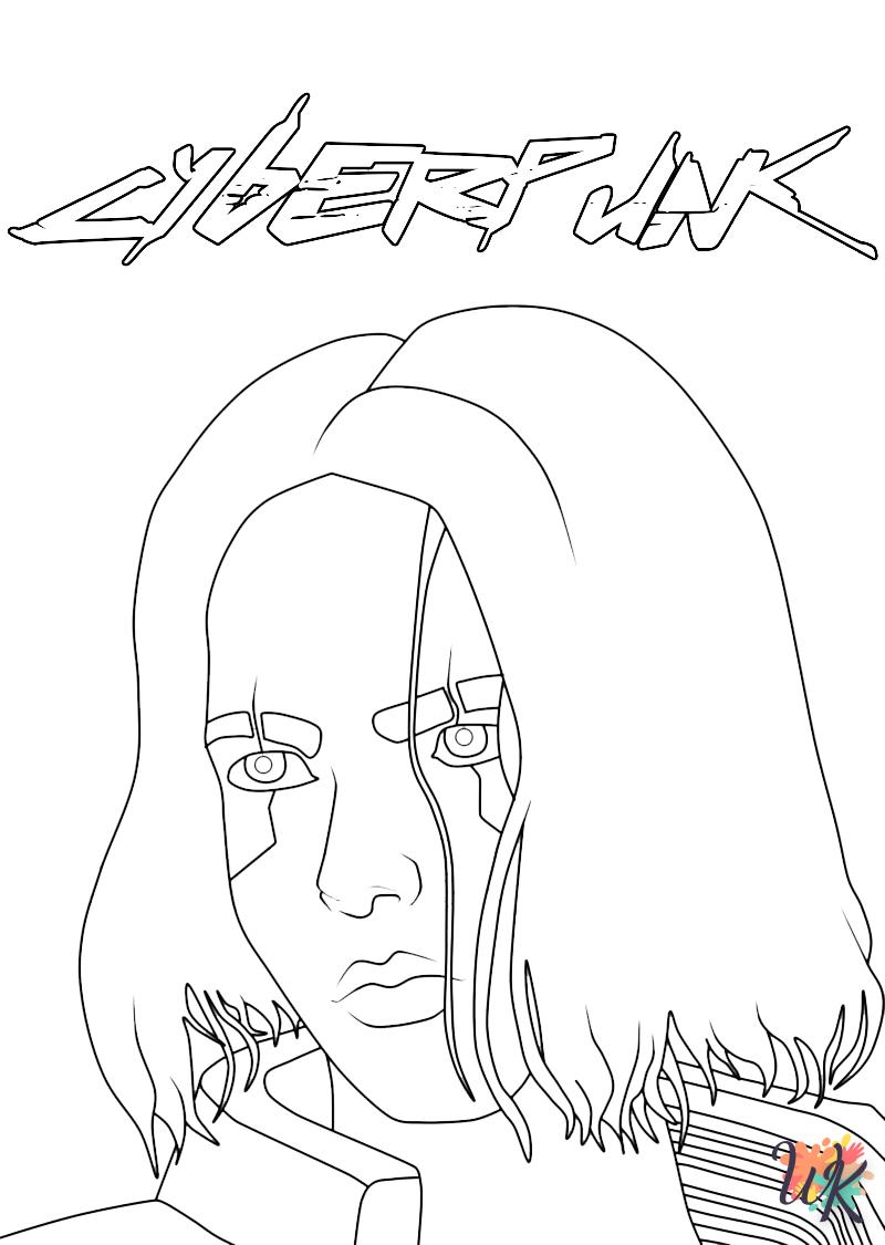 coloriage Cyberpunk 2077  enfant à imprimer gratuit