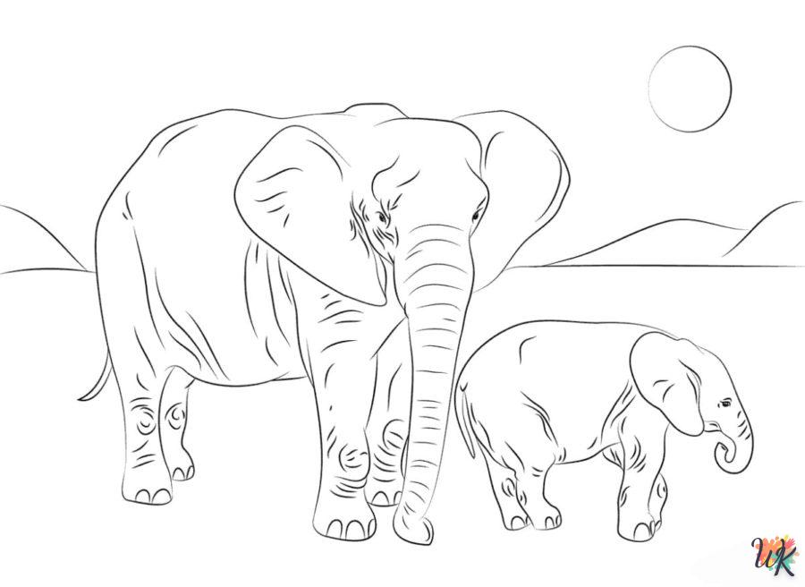 coloriage Éléphant  a imprimer enfant 6 ans 1