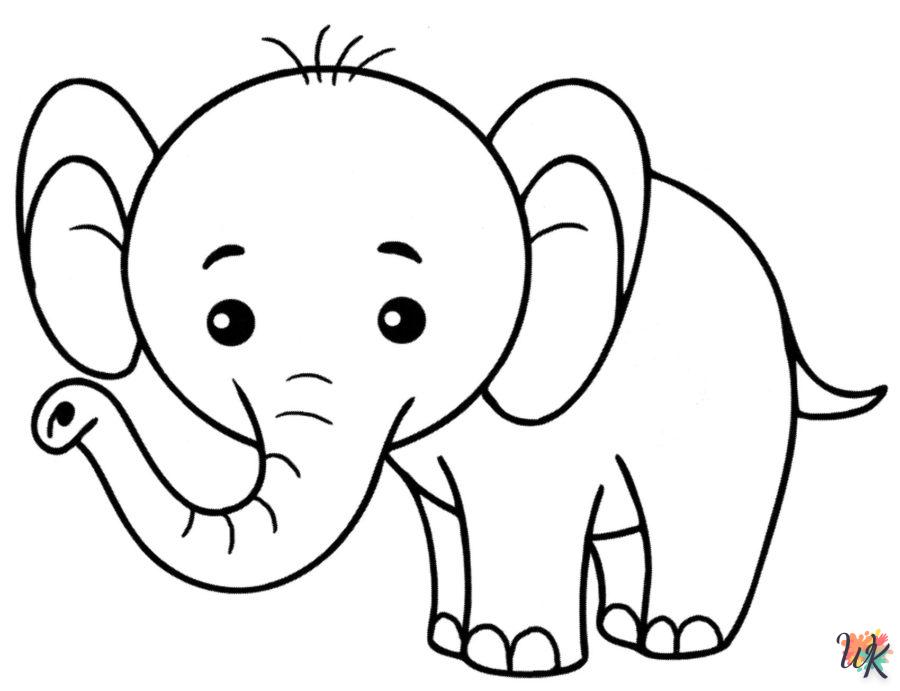 coloriage Éléphant  enfant 6 ans à imprimer 2