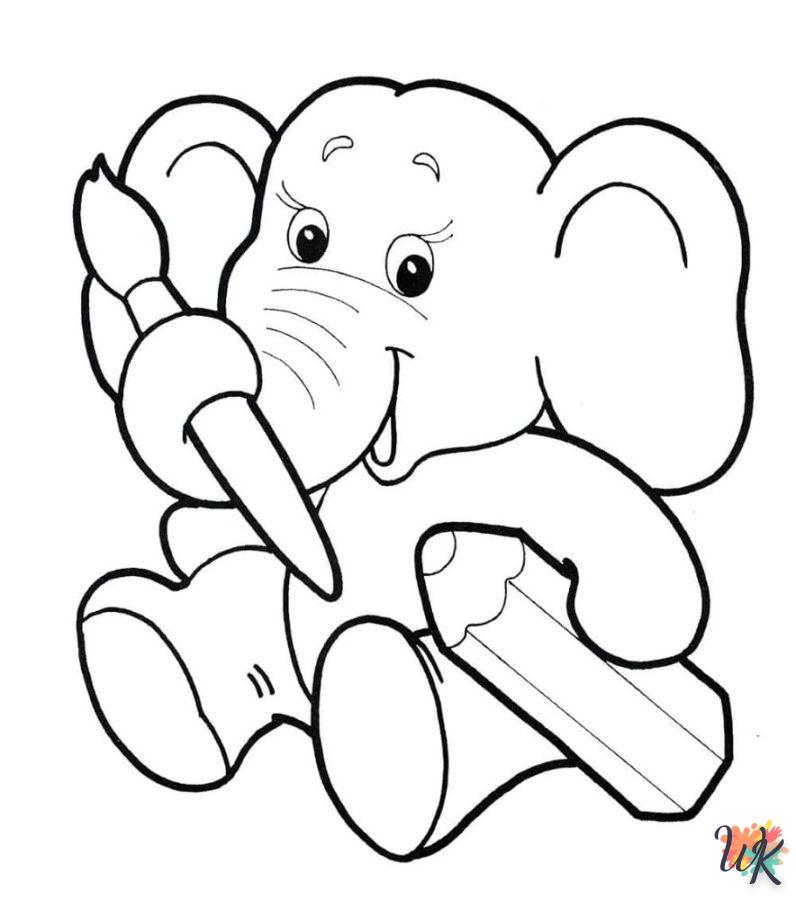 coloriage Éléphant  dinosaures en ligne gratuit à imprimer 1