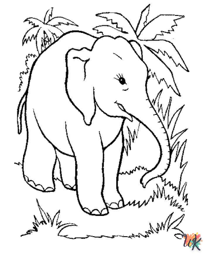 coloriage Éléphant  enfant 4 ans a imprimer