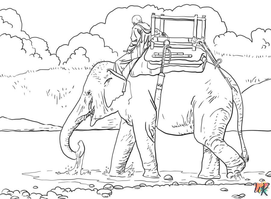 coloriage Éléphant  à imprimer pour enfant de 9 ans