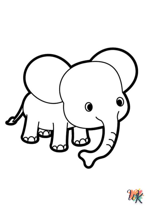 coloriage Éléphant  à imprimer pour enfant de 6 ans