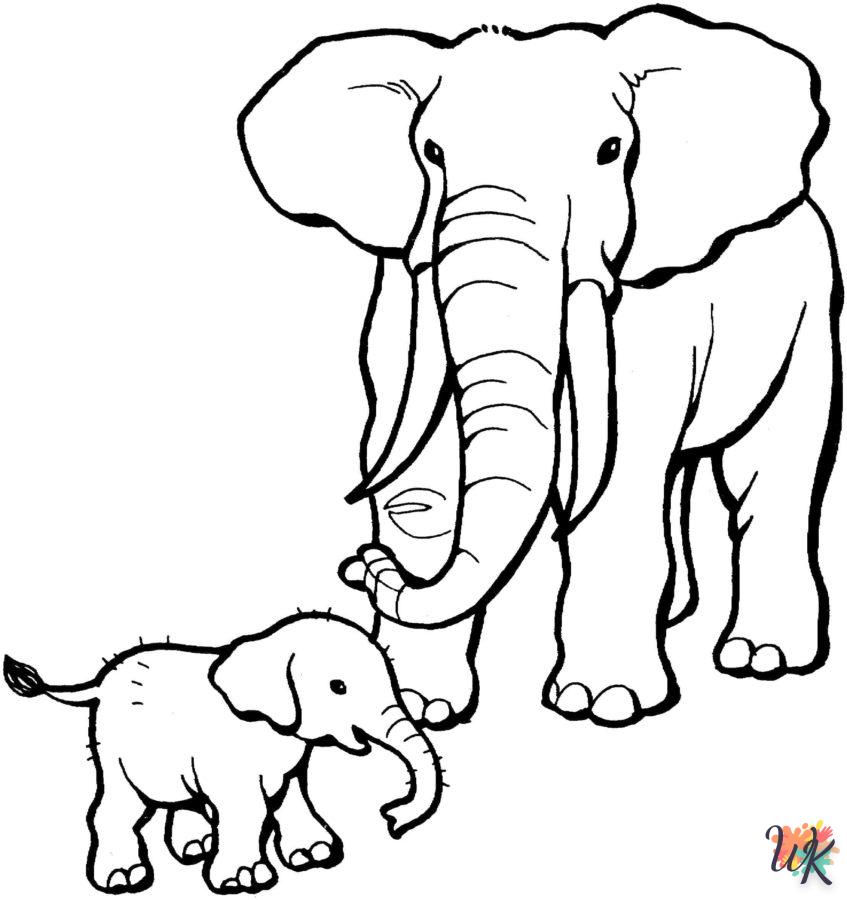 coloriage Éléphant  en ligne pour bebe de 2 ans