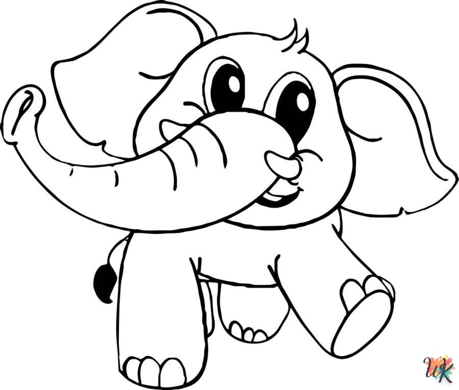 coloriage Éléphant  enfant 6 ans à imprimer 1