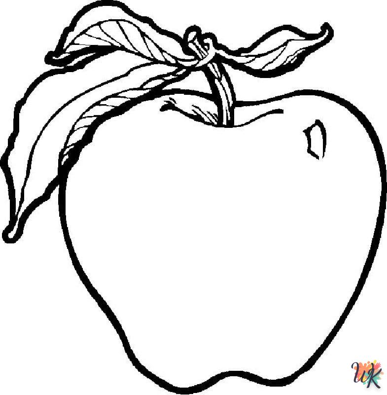 coloriage pomme  à imprimer kawaii