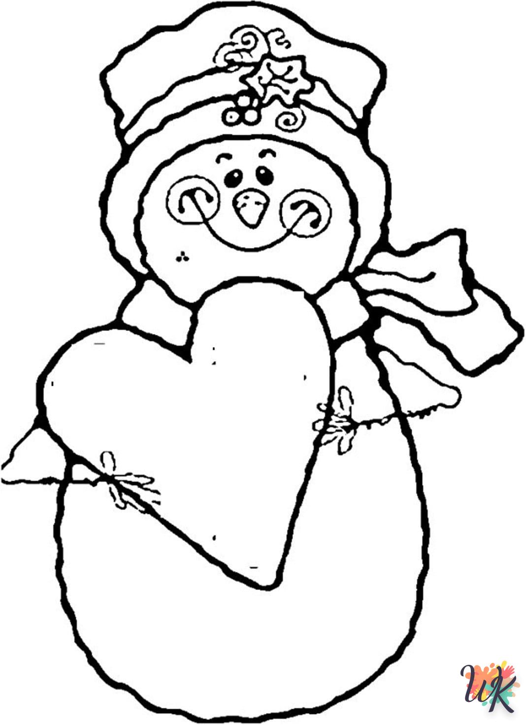 Snowman coloring page to print for 6 year olds