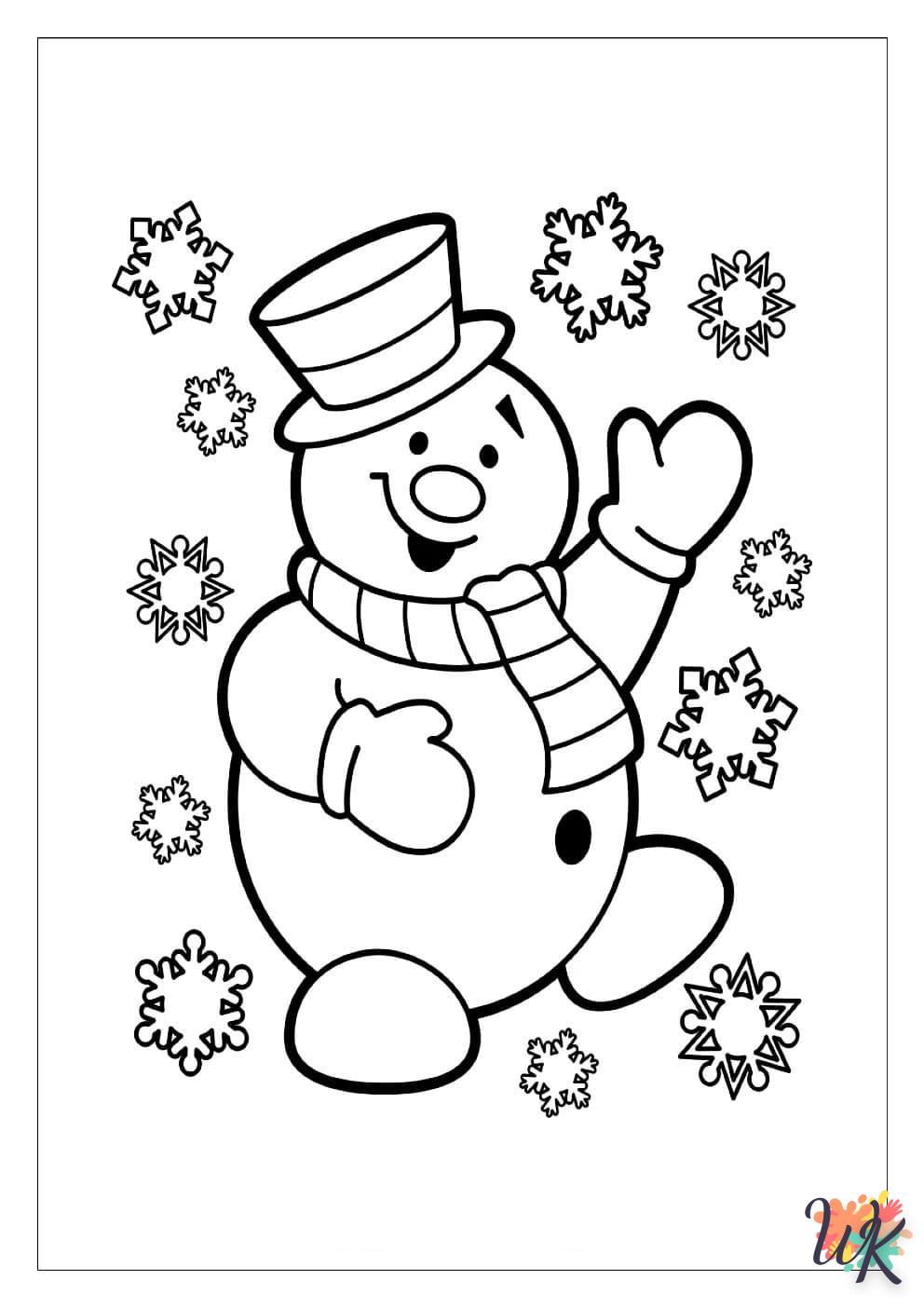 Snowman coloring page for children to print